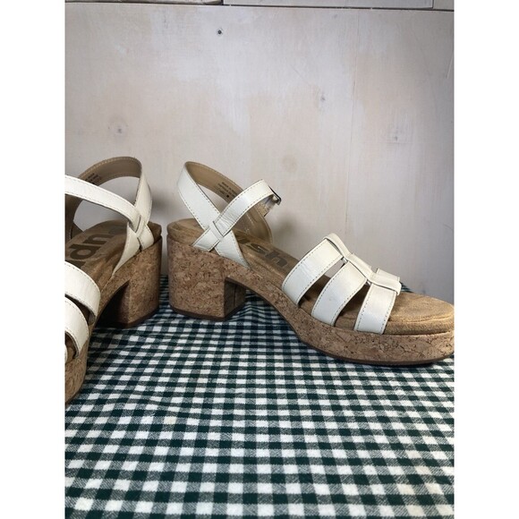 Hush Puppies Poppy Platform Strappy White Leather Cork Sz 10 Comfort - Picture 6 of 10